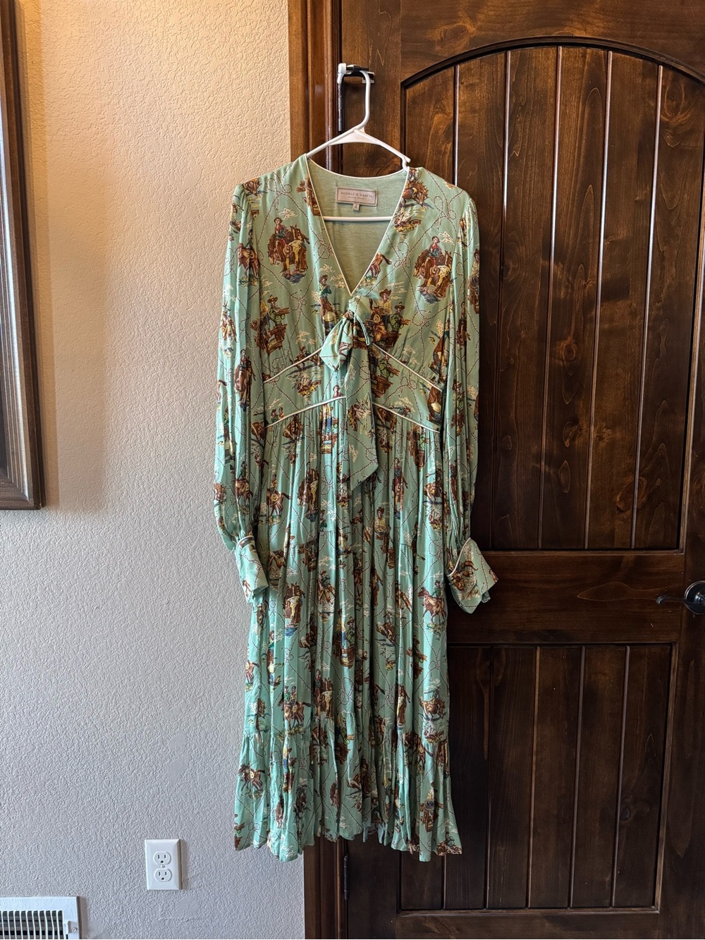 Double D Ranch Mint Green Floral Tie-Front Long Sleeve Dress